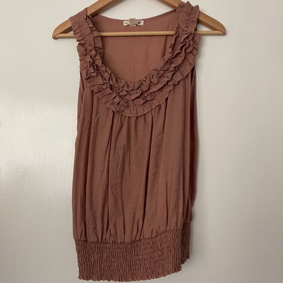 Tops - Dusty Rose Frilly Tank Top